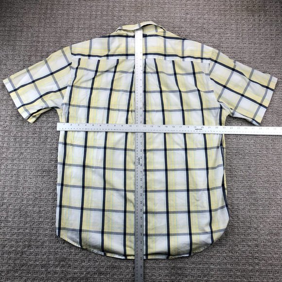 Tommy Hilfiger Shirt Men Large L Yellow White Blue Plaid Button Up Casual Pocket - Picture 5 of 7